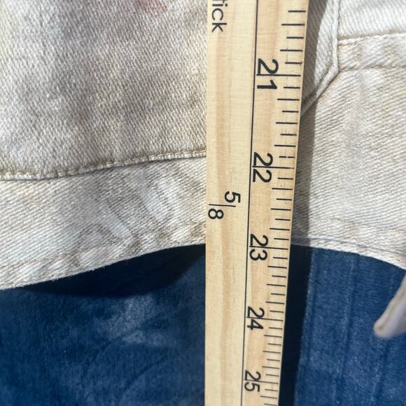 Vintage Chico's 90's‎ Design Tribal Printed Beige Denim Jacket Womans Size 2 - Picture 7 of 8